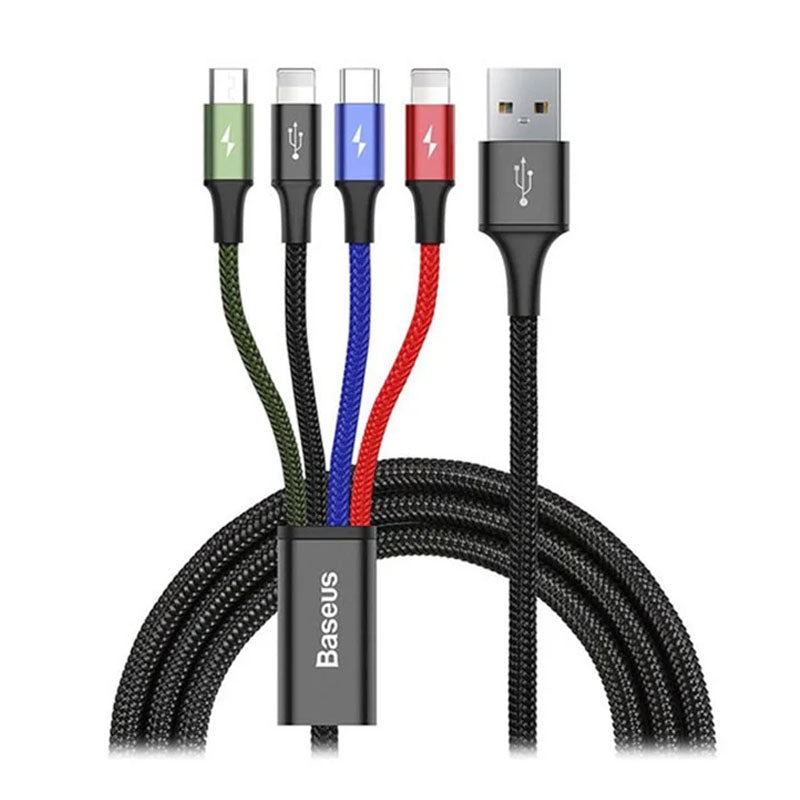 كابل Baseus 4 في 1 (2 Lightning ، 1 Type-C ، 1 Micro) كابل Baseus 4 في 1 (2 Lightning ، 1 Type-C ، 1 Micro)